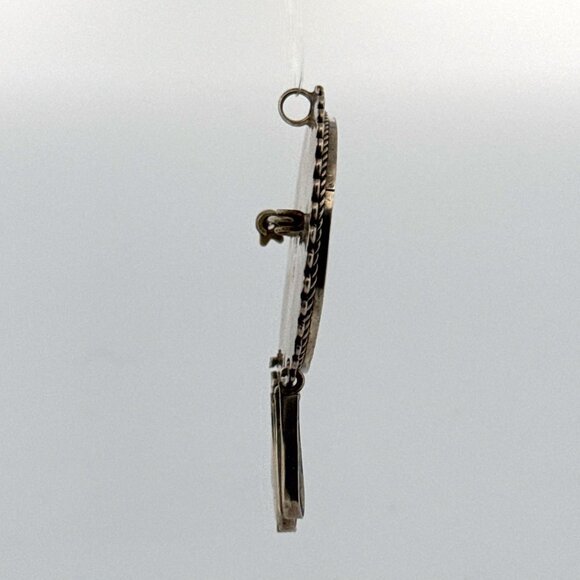 Estate Mexican Sterling Silver 925 Azurite Malachite Inlay Brooch Pin Pendant 15 - Picture 2 of 8